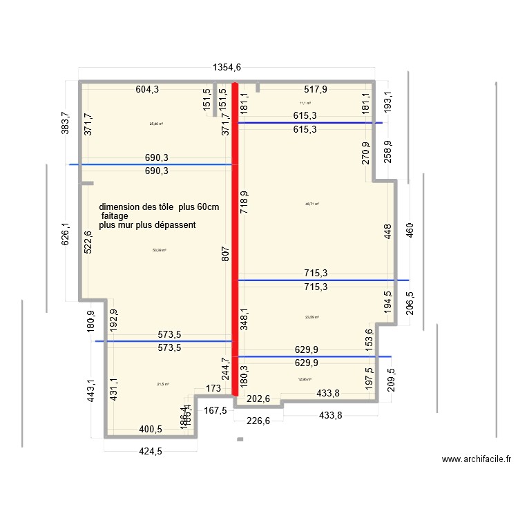 PLAM DE MAS avec toit 1. Plan de 7 pièces et 197 m2