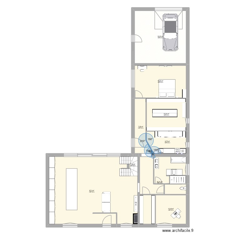 maison 2. Plan de 10 pièces et 189 m2