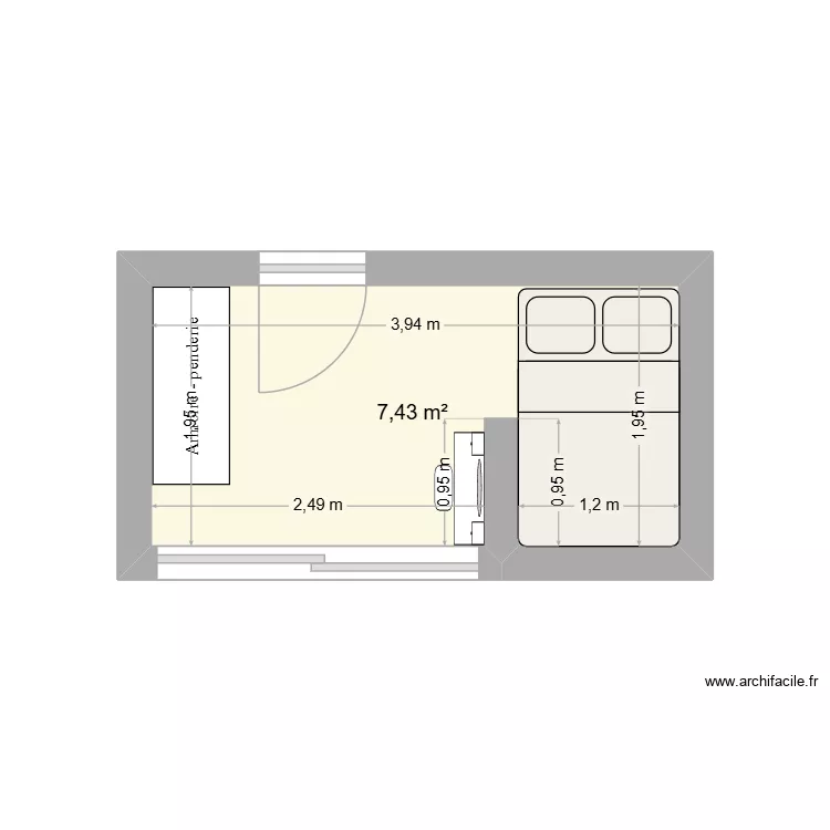 chambre mayana. Plan de 1 Pièce et 7 m² chambre mayana. Plan de 1 Pièce et 7 m²