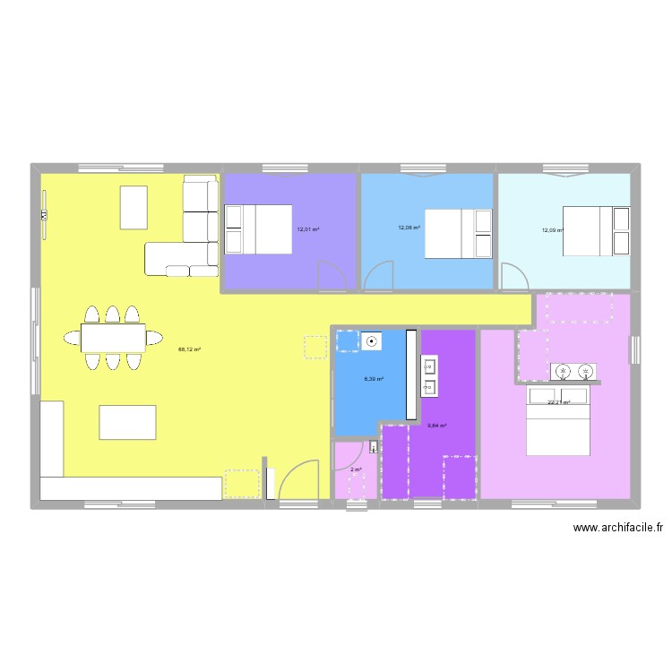 maison f. Plan de 8 pièces et 145 m2