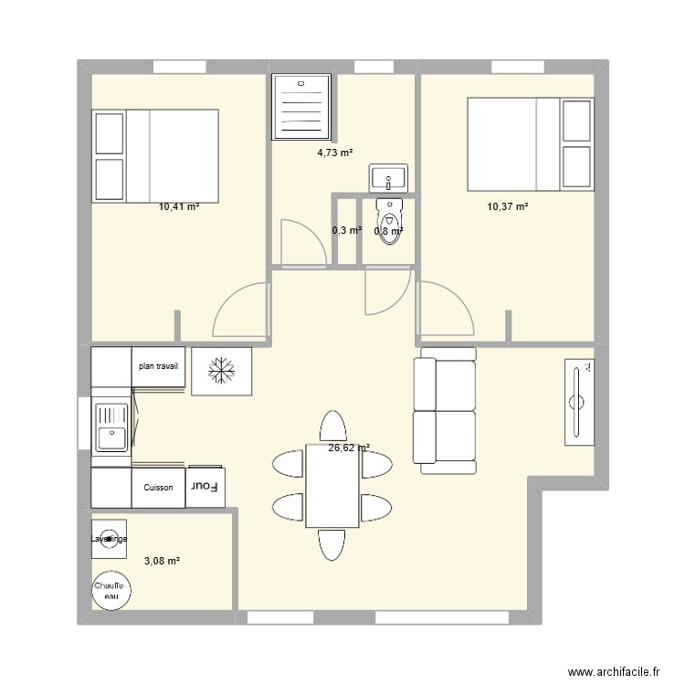 Appartement Montmeyran. Plan de 7 pièces et 56 m2