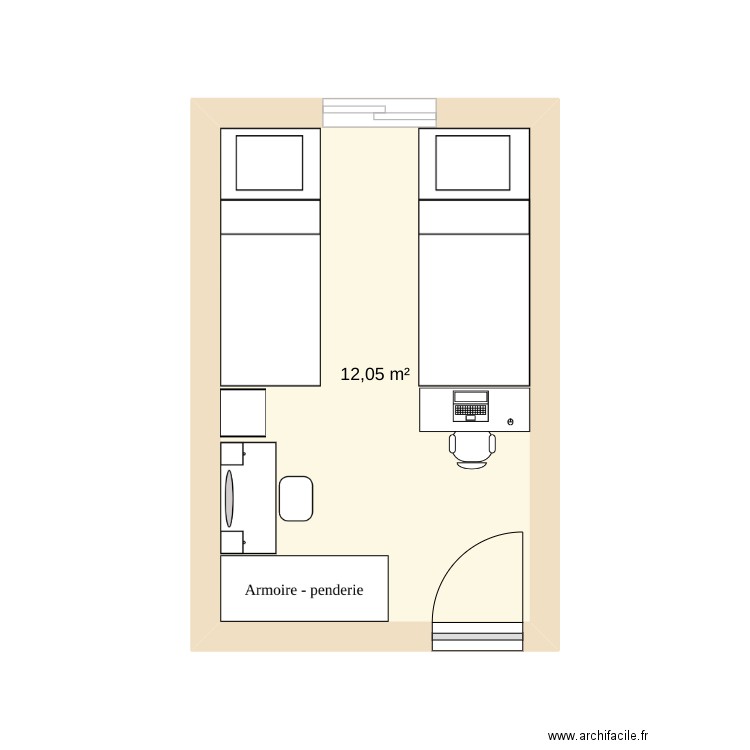 Ma chambre. Plan de 1 pièce et 12 m2