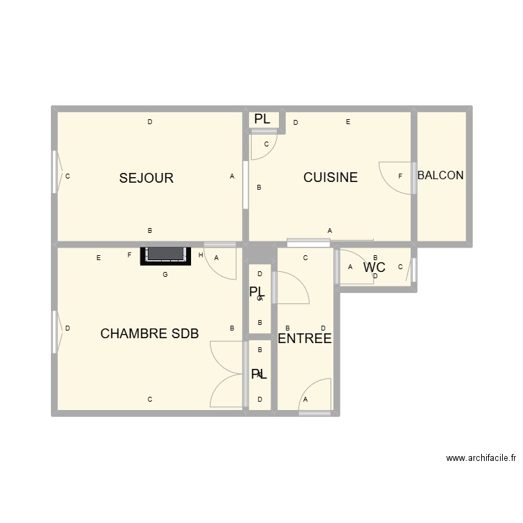 PLAN ETAGE DROITE CARION PLB. Plan de 11 pièces et 33 m2