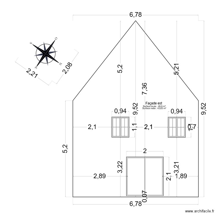 Facade est. Plan de 0 pièce et 0 m2