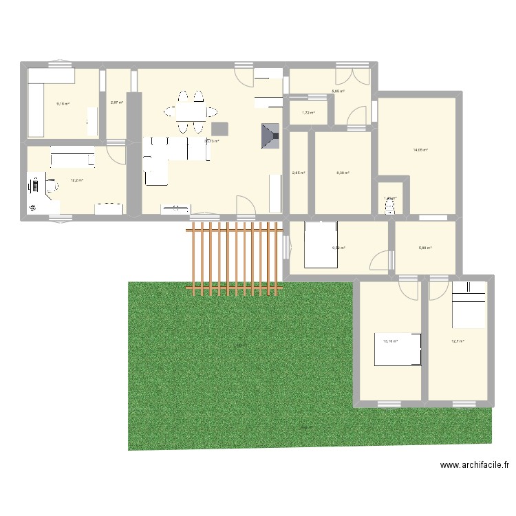 maison 1. Plan de 14 pièces et 137 m2