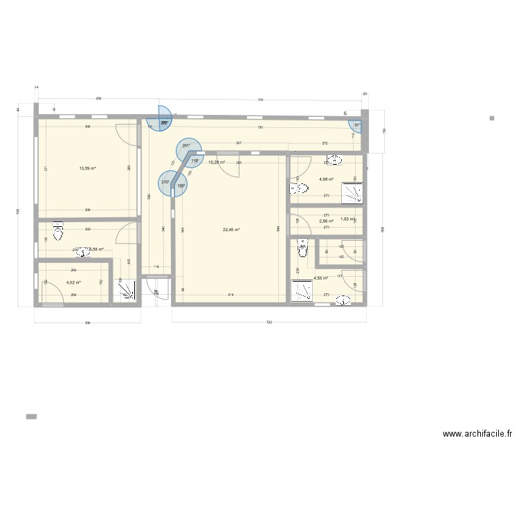 rectangle definitif  22 coter gauche 1. Plan de 9 pièces et 76 m2