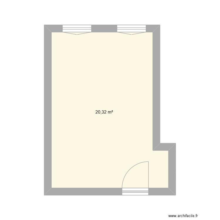 R+2. Plan de 1 pièce et 20 m2