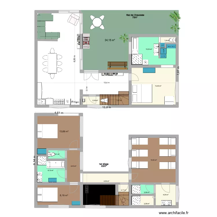 entourage - vacances v3 120m&sup2; & GRENIER (1). Plan de 