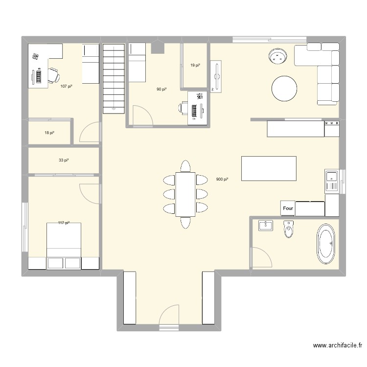 aaaaaaa. Plan de 7 pièces et 119 m2