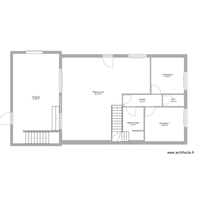 Plan d&eacute;finitif - Rez-de-Chauss&eacute; - Maison 60 Saint Louis. Plan de 
