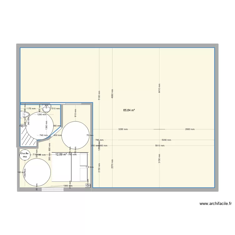 SDB 1 avec chambre L. Axel. Plan de 