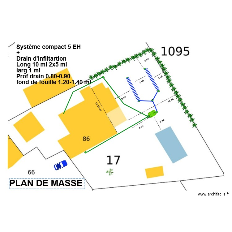 Caraoue drain. Plan de 0 pièce et 0 m2
