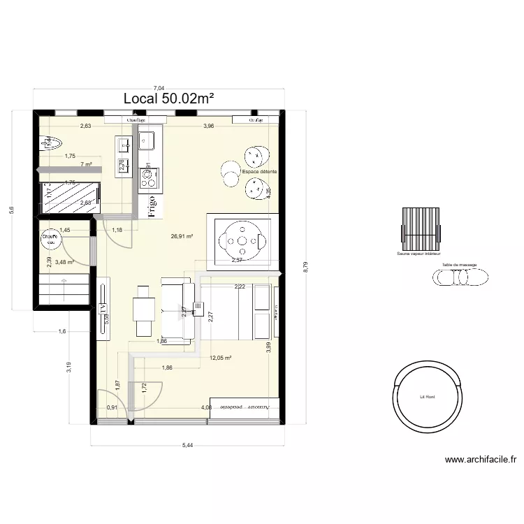 Plessis 46m&sup2; plan 1. Plan de 4  et 49 m²