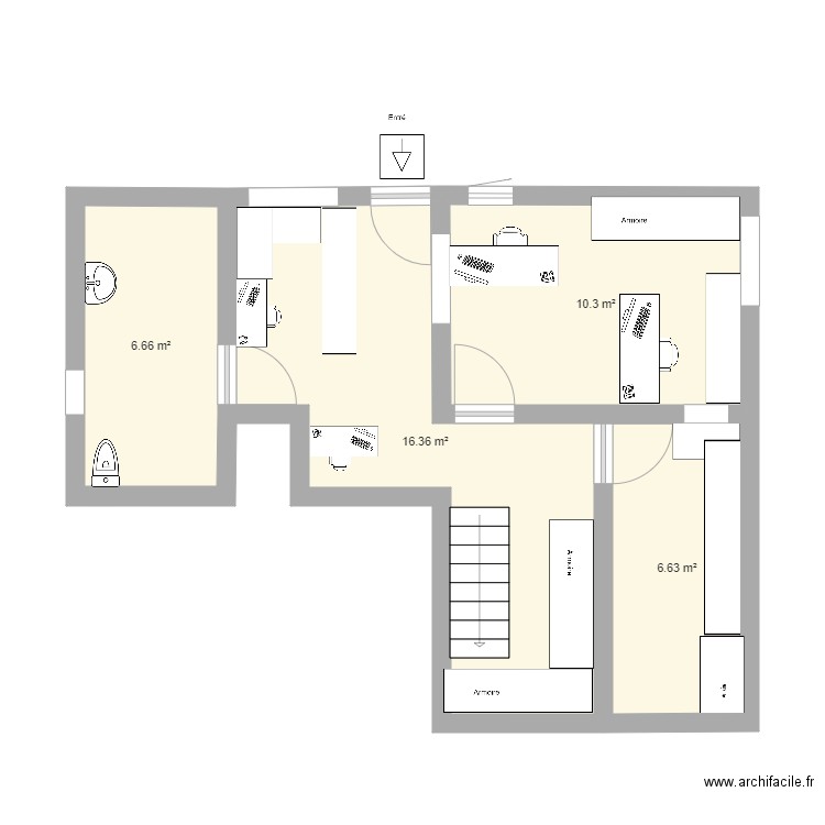 Plan XEFI. Plan de 4 pièces et 40 m2