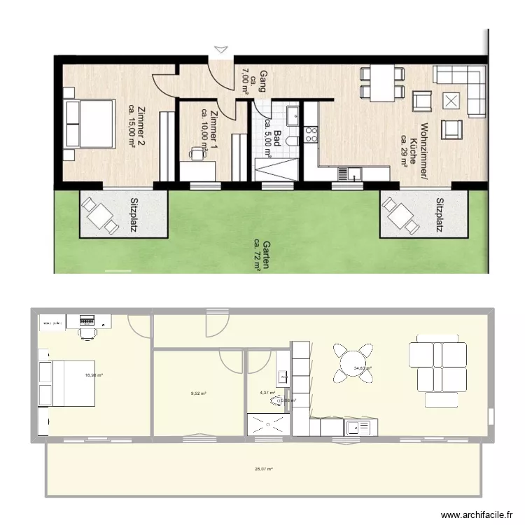 Brunnwiesenstrasse 44. Plan de 6  et 94 m²