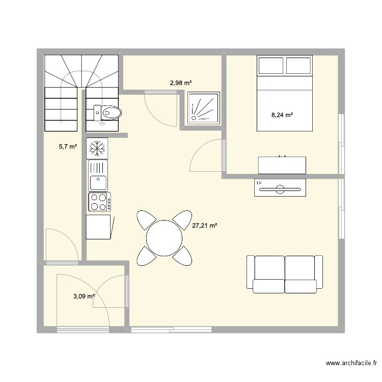 MOISSONS JARDIN rdc 2. Plan de 5 pièces et 47 m2