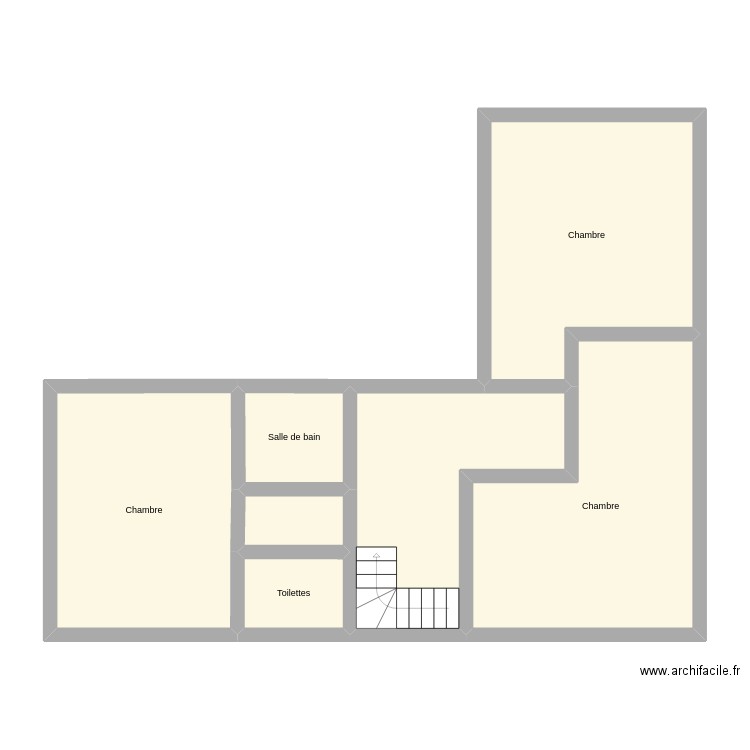 Etage. Plan de 7 pièces et 75 m2