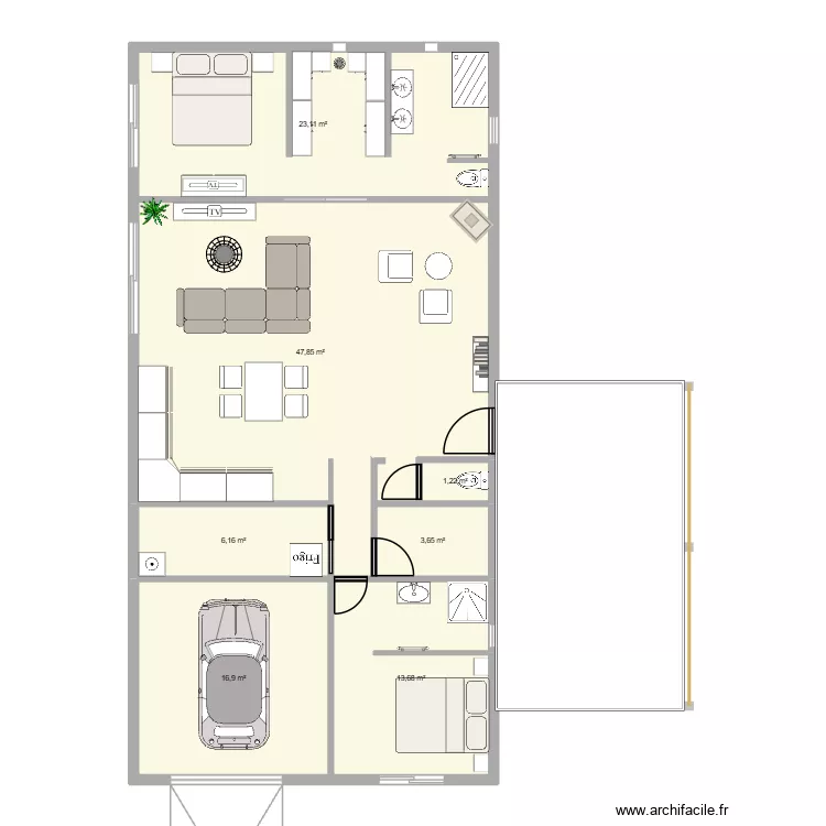 perruche. Plan de 7 Pièces et 113 m²