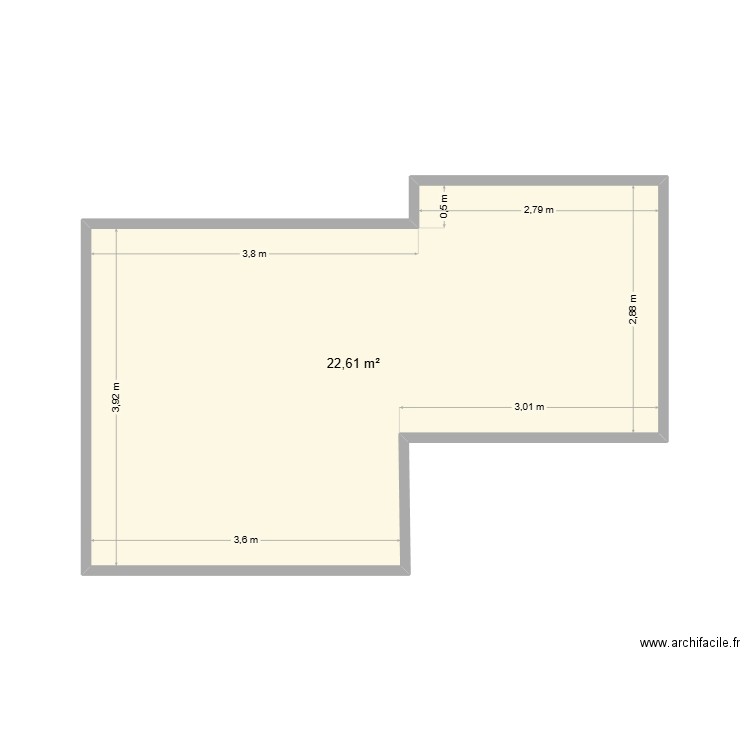 appart 48m2. Plan de 1 pièce et 23 m2