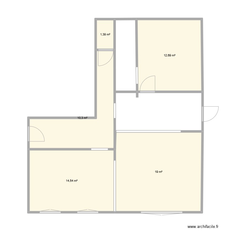 sol maison venouse. Plan de 5 pièces et 58 m2