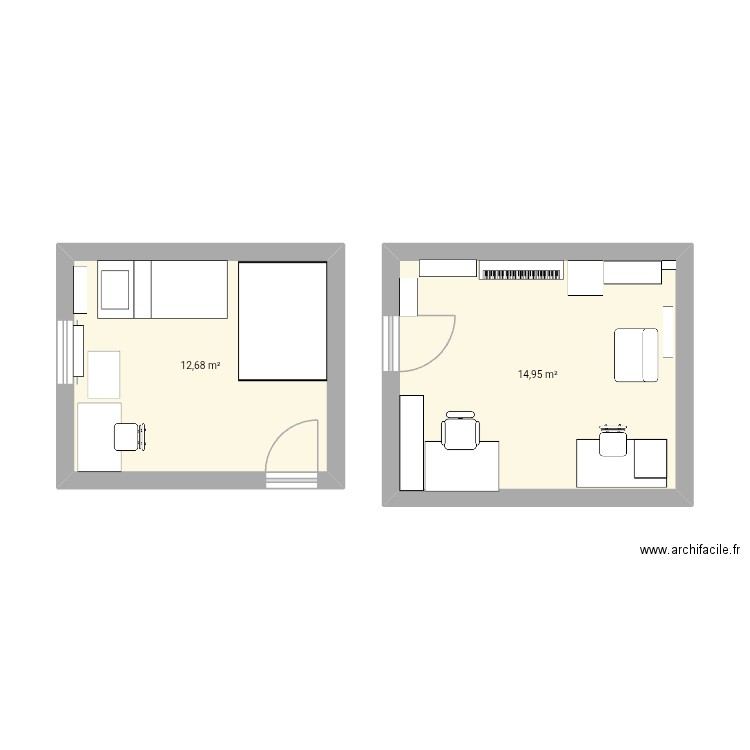 bidouille. Plan de 2 pièces et 28 m2