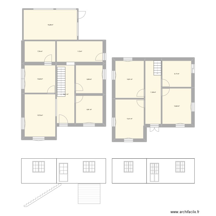 ROYAN FACADE. Plan de 13 pièces et 155 m2