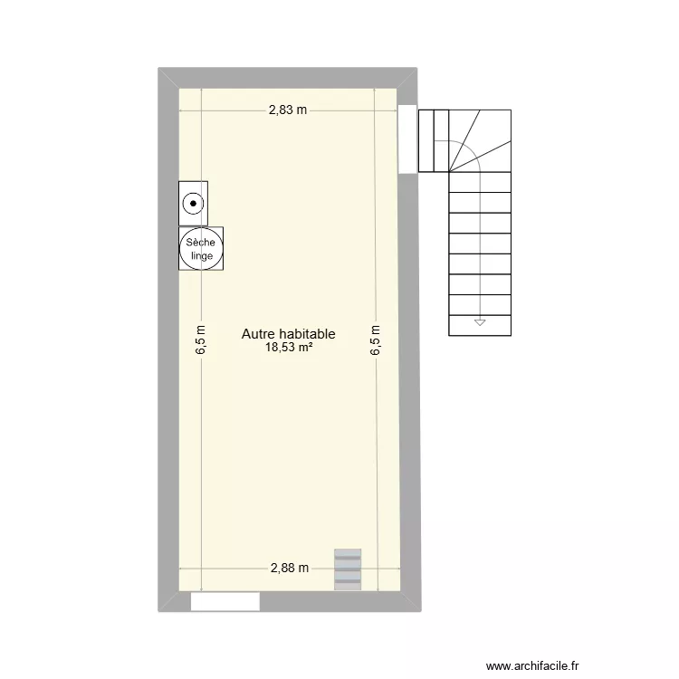 auvers. Plan de 1 pièce et 19 m²