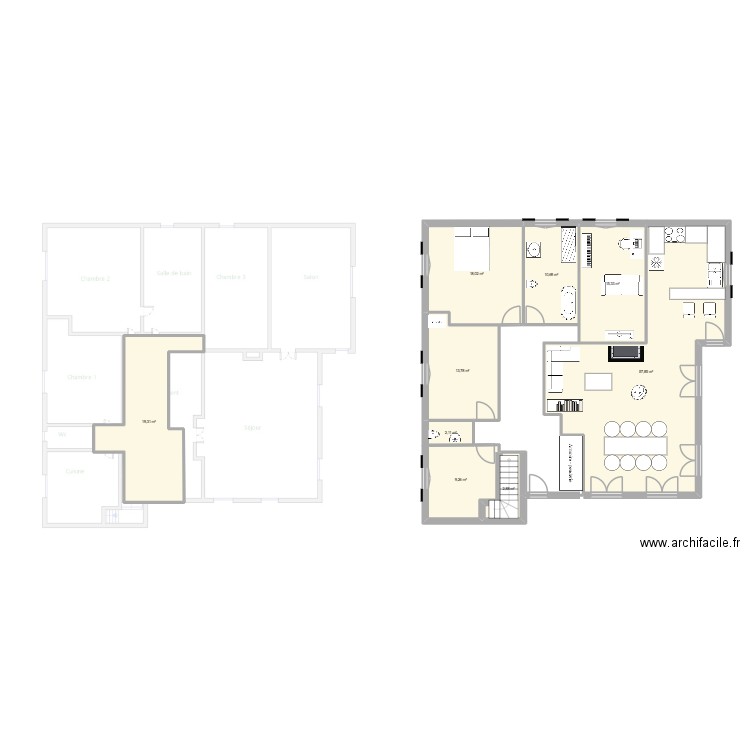 Version2. Plan de 9 pièces et 149 m2