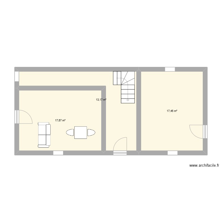 T et N. Plan de 3 pièces et 48 m2