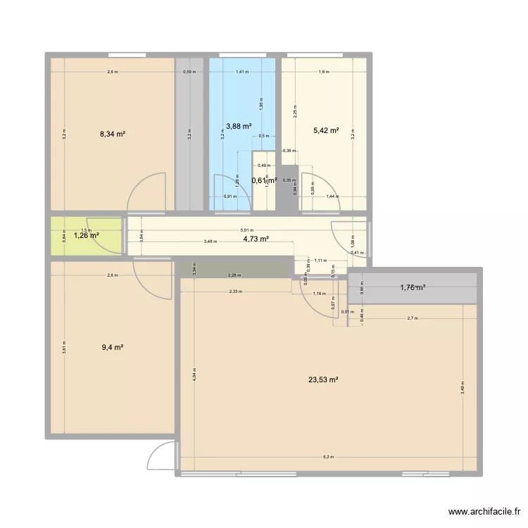 Appart Viro. Plan de 12  et 62 m²