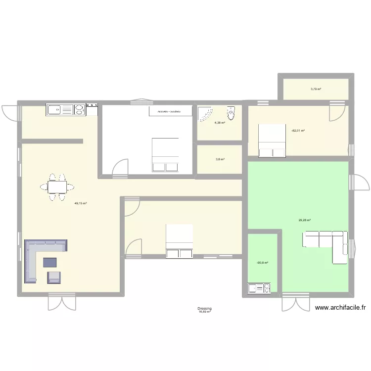 plan choix 2 (avec studio). Plan de 8  et 125 m²
