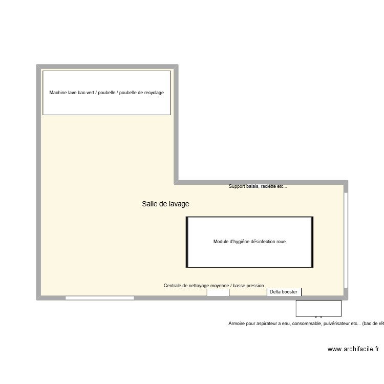 Salle de lavage. Plan de 1 pièce et 34 m2
