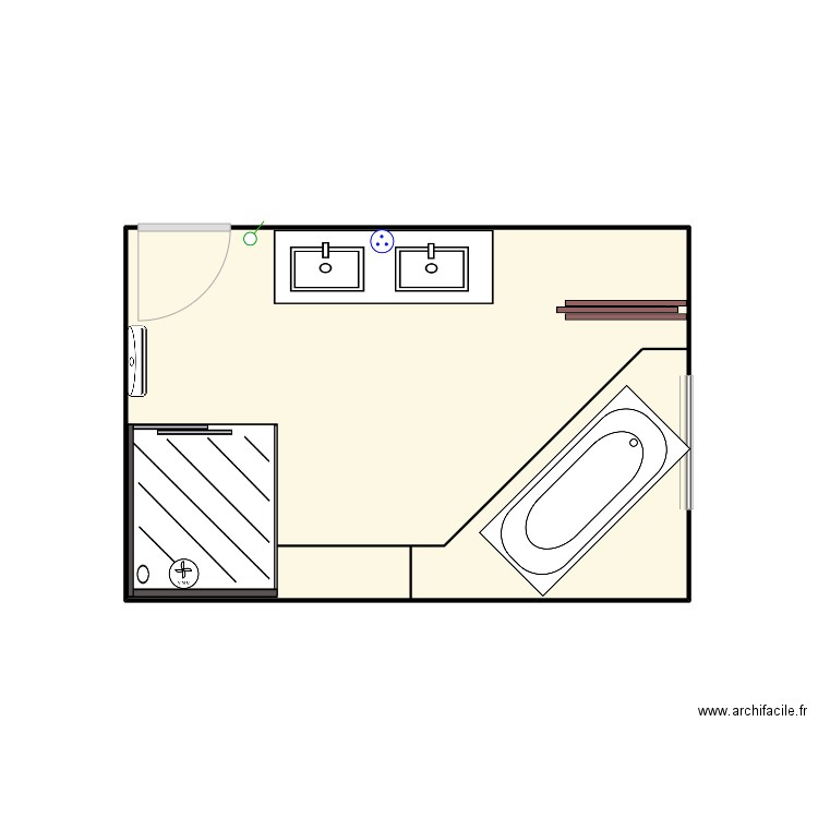salle de bain plan sol 3. Plan de 1 pièce et 13 m2