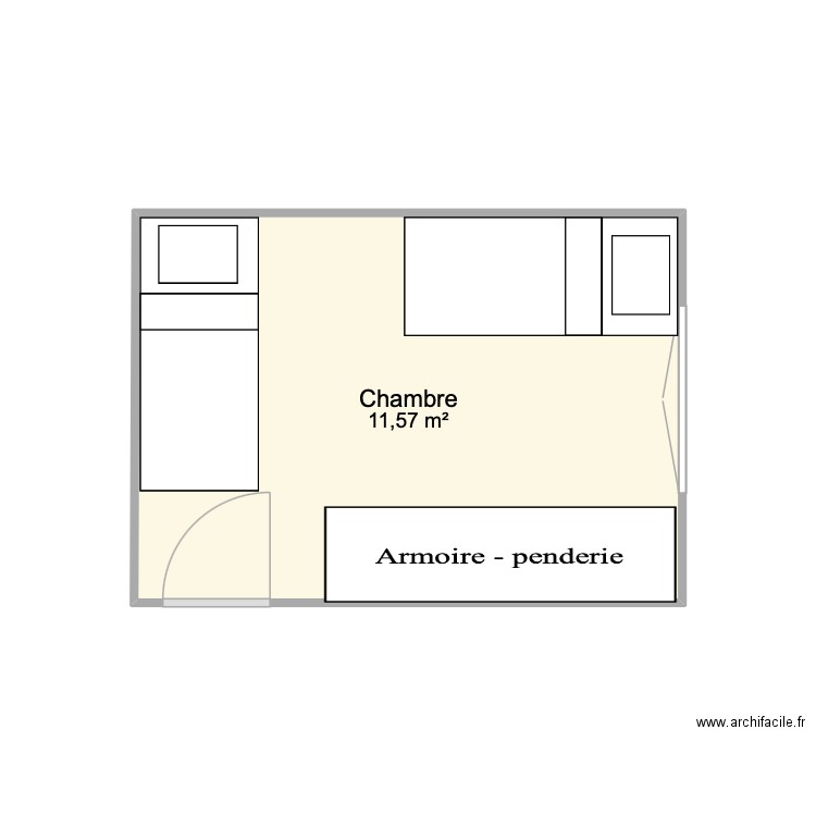 Chambre enfant. Plan de 1 pièce et 12 m2