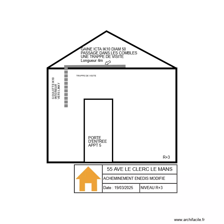 ACHEMINE ENEDIS R+3 MODIFIE APT5. Plan de 