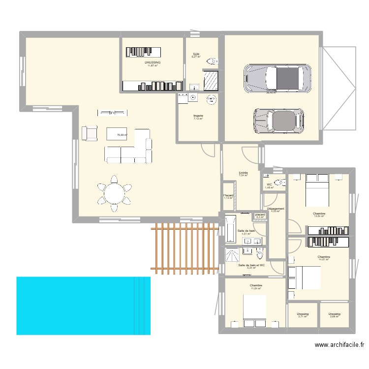 haget bis BIS. Plan de 17 pièces et 208 m2