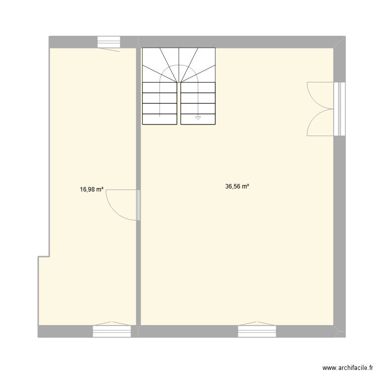 R+2. Plan de 2 pièces et 54 m2