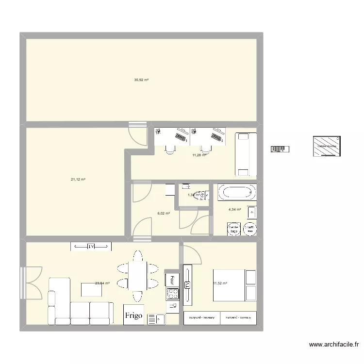 test. Plan de 8  et 115 m²