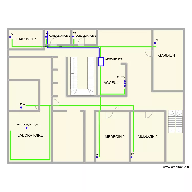 2EME. Plan de 16  et 318 m²