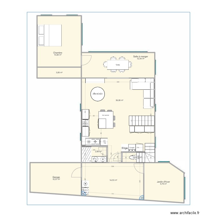 KIM - Plan général 1 - rdc aménagé V1.1. Plan de 9 pièces et 106 m2