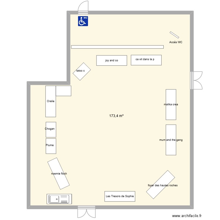 Plan Marche Noel 2024-Arcade. Plan de 1 pièce et 173 m2