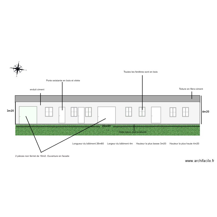 PLAN DE FACADE AVANT TRAVAUX. Plan de 0 pièce et 0 m2