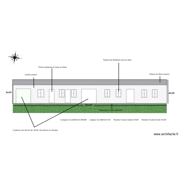 PLAN DE FACADE AVANT TRAVAUX. Plan de 