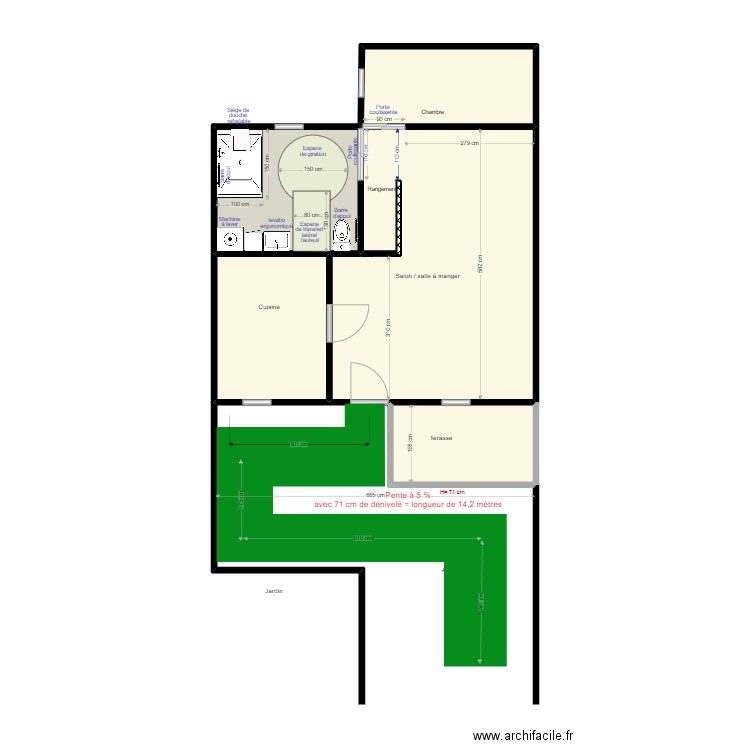 POURNOT Ap TRV. Plan de 5 pièces et 50 m2