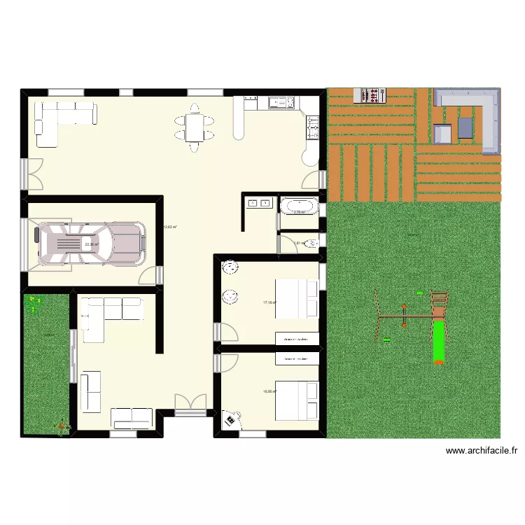 exercice. Plan de 6  et 173 m²
