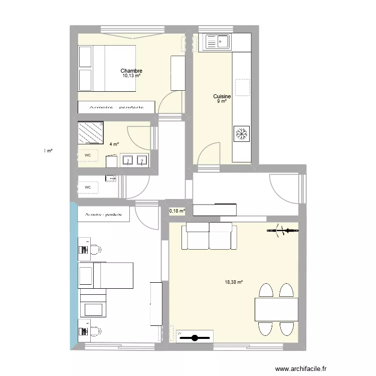 vouill&eacute;17. Plan de 6  et 43 m²