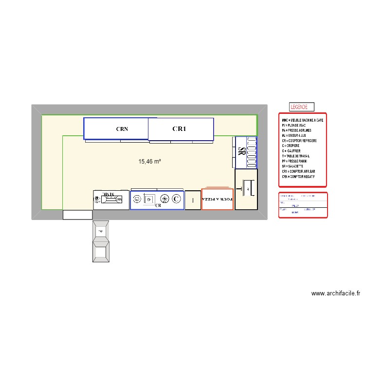 PROJET BISCOTTE SOUS SOL. Plan de 1 pièce et 15 m2