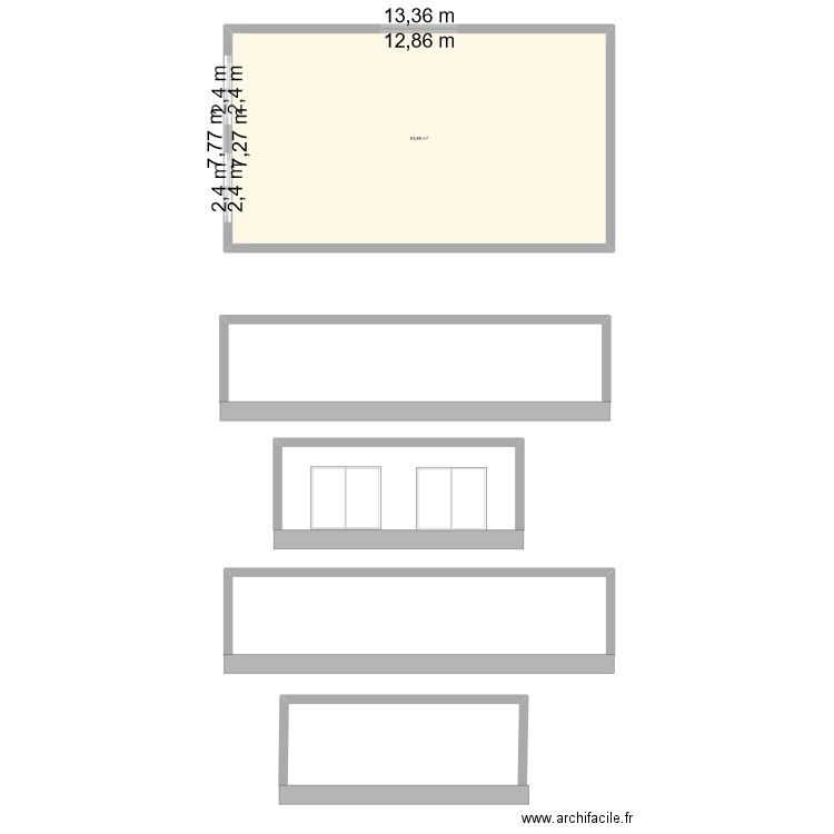 projet contenaire. Plan de 1 pièce et 93 m2