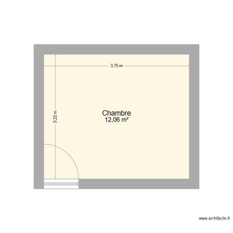 Chambre à coucher. Plan de 1 pièce et 12 m2