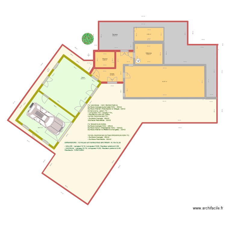 PLAN TRAVAUX SELON PC EXTENSION 2. Plan de 9 pièces et 329 m2